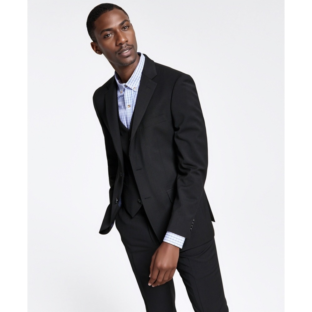 Tommy Hilfiger Sport Coat Mens 40R Black THFlex Wool Blend Quiet Luxury Polished